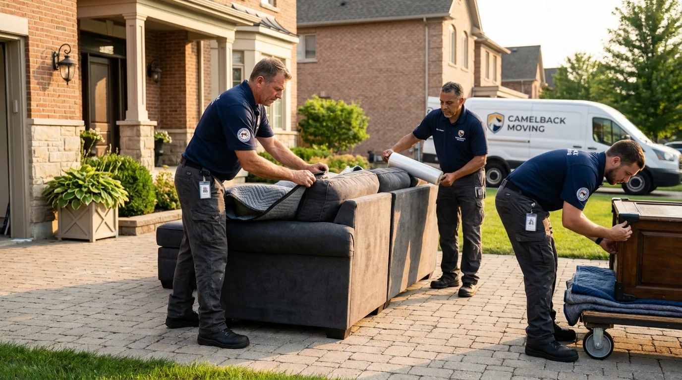 Large estate moving crew wrapping furniture in Whiting, IN